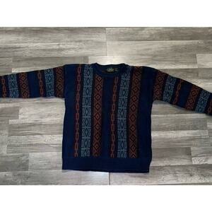 Vintage Aztec Tribal Western Geometric Pattern Wool Knit Sweater Croft & Borrow